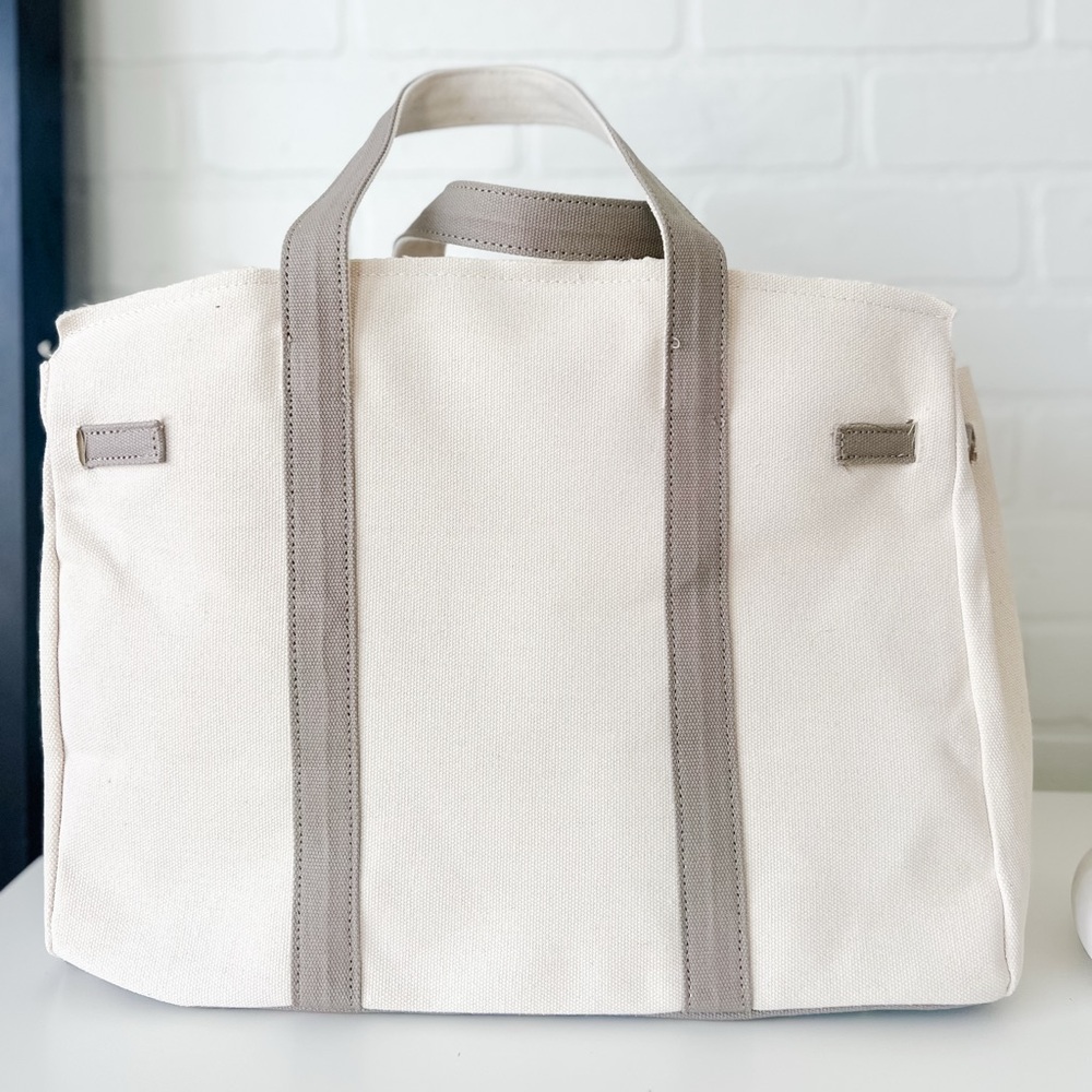 Canvas & Grey Tote – Neutral Minimal Carryall NEW & Ready to Ship - Picture 5 of 11